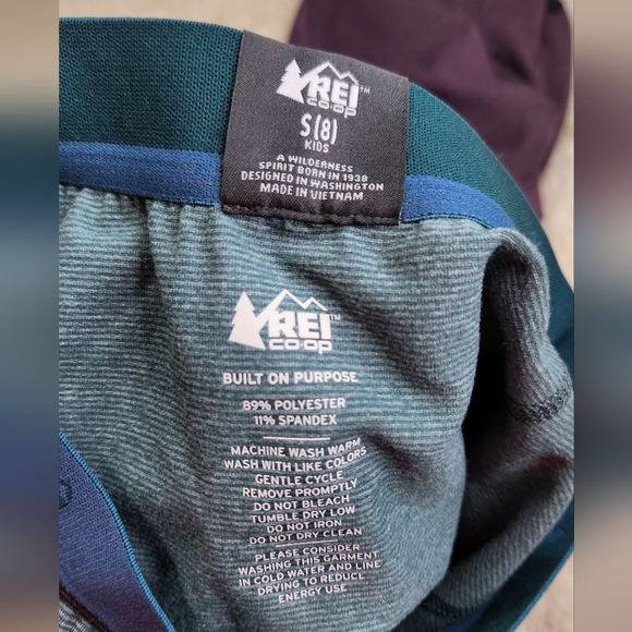 REI Co-op Midweight Base Layer 2 Piece Bottoms In Teal & Purple Girls Small Sz 8 - Picture 5 of 5
